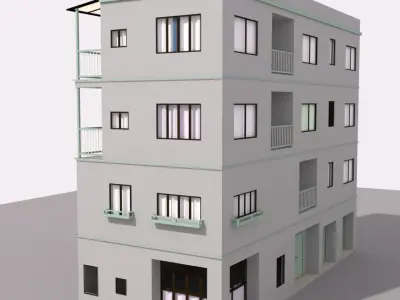 Tokio Apartment Building Low-poly 3D model