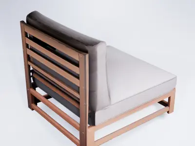 Modular Outdoor Lounge - Low Poly Garden Sofa Element Free 3D model