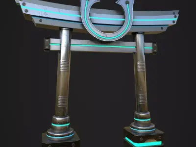Japanese Tori gate Sci-Fi Low-poly 3D model