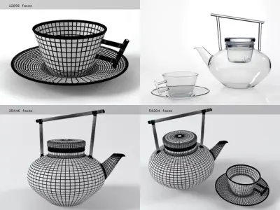 Glass Teapot Set 3D model