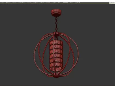 3 Light Chrome Finish 24 Globe Orb Chandelier Low-poly 3D model