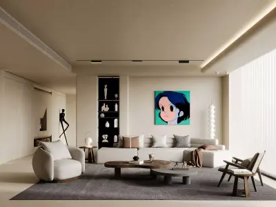 living room Corona Renderer 3D model 3D model 3D model