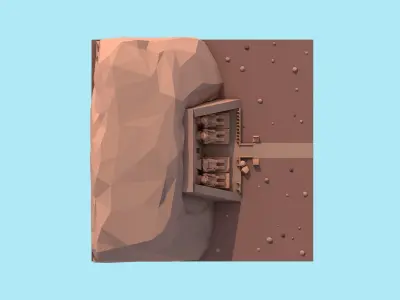 Cartoon Low Poly Abu Simbel Landmark Low-poly 3D model