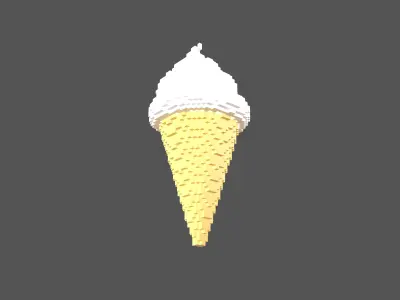 Voxel Ice Cream Cone v1 001 Low-poly 3D model