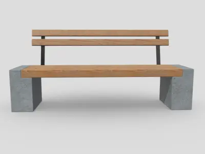 Bench 3 made of wood and concrete Low-poly 3D model