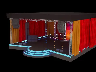 STAGE with curtains and lights 3D model