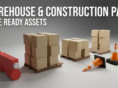 Low Poly Warehouse  Construction Site Props Pack Mobile Ready Low-poly 3D model