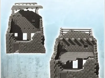 Ruined stone building with archway and frame 35 - Modern WW2 WW1 3D print model