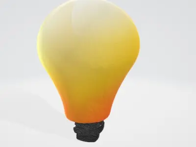 Vibrant Yellow Lightbulb 3D Asset 3D model