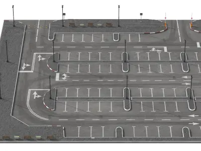  Paid Parking Lot With Barrier Gate 