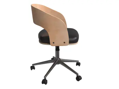 Office Chair Black and Beech Wood Scandinavian Task Chair Low-poly 3D model