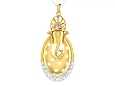 light weight yellow gold  diamond pendent -ZA PN 2100 3D print model