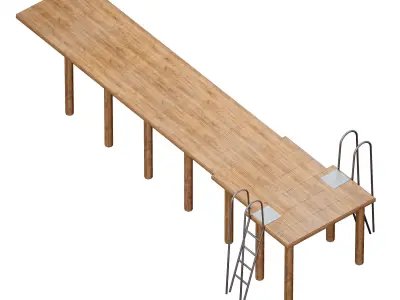 Coastal wooden jetty 3D model