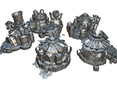 Orc RTS Building Set - Proto Series Low-poly 3D model