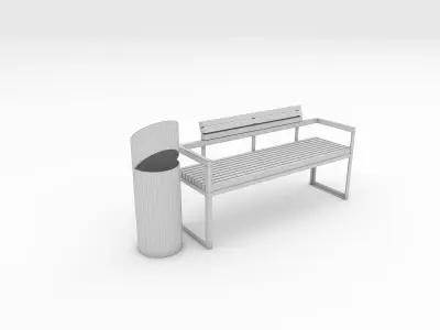 Bench Park 27 Low-poly 3D model
