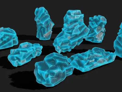 Mountain ice Rocks - PBR Pack 12 Low-poly 3D model