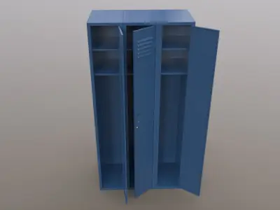 PBR School Gym Locker 03 - Blue Dark Low-poly 3D model