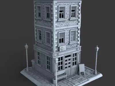 Stylized 3D Low Poly Building  Game Ready Asset  3D print model