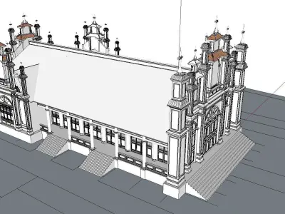 Architecture-Religion-God-Culture-Temple-0270 church with tower 3D model