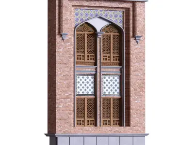 arabic exterior facade element set 812 Low-poly 3D model