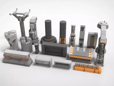 sci-fi Architecture kitbash 2 3D model