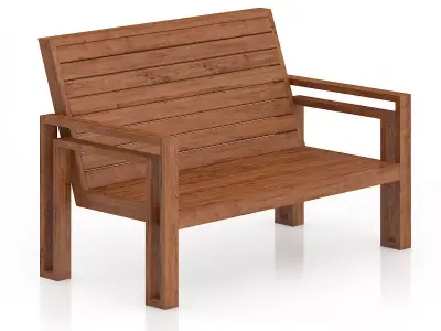 Wooden Bench 3D model buy