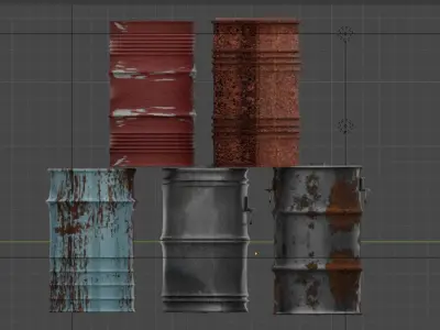 Barrel Set 001 Low-poly 3D model