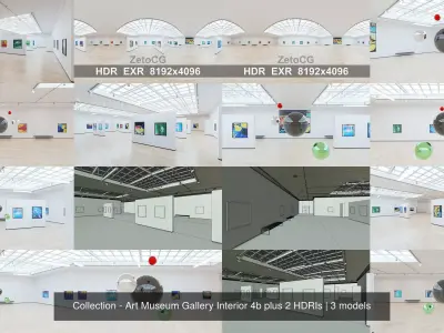Collection - Art Museum Gallery Interior 4b plus 2 HDRIs Texture