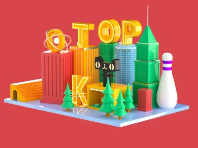 Christmas scene Cartoon city micro city scene 3D model