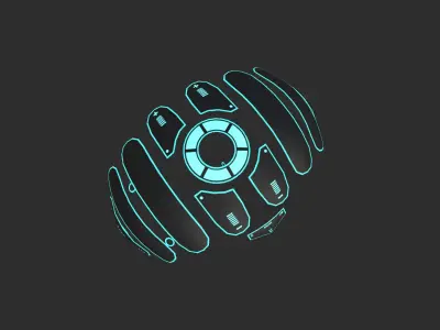 Scifi Parachute A09 Projection  - Character Accessories Design Low-poly 3D model