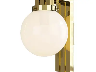 Italian 1980s Wall Lights Brass and Opaline Glass Low-poly 3D model