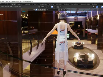 Beautiful ribbon and yarn ruffle florist party dress Low-poly 3D model