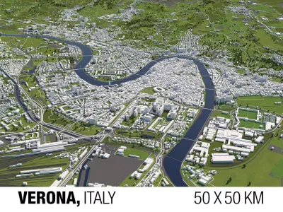 Verona Italy 50x50km 3D City Map 3D model