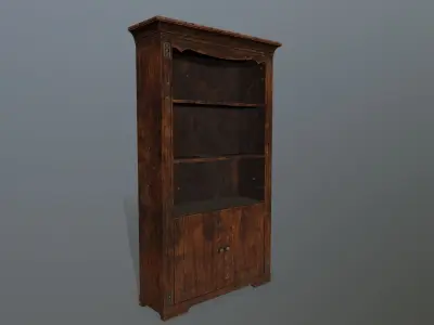 Cupboard 2 wooden shelf Low-poly 3D model