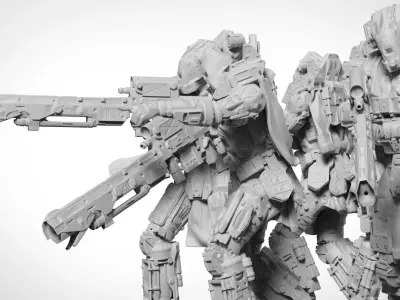 Scifi Marksman Sniper Rifle Team miniatures 3D print model