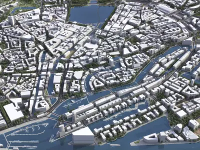 Hamburg - 3D City Model Low-poly 3D model