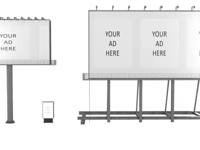 Billboard with street billboard Low-poly 3D model