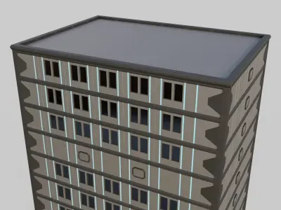 Sci-Fi High Rise Building Set Low-poly 3D model