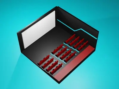 Auditorium Hall -  Cinema Seating 3D model 3D model