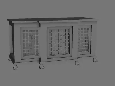Cabinet ornate with glass doors 3D model