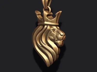 King Lion crown pendant 3D print model