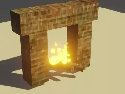 Low-Poly Animated Fireplace Free low-poly 3D model