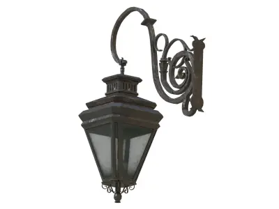 Game-Ready Aged Outdoor Wall Lantern with 4K-PBR Texture Set  Low-poly 3D model
