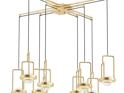 dighton-ch gold pendant light with glass shades 3D model