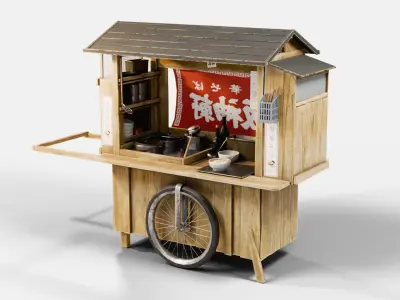 Ramen Stall Hanshinken Low-poly 3D model