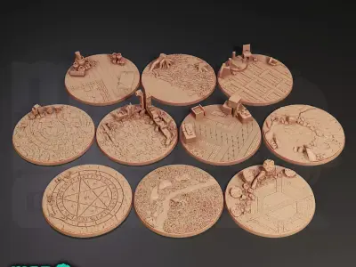 60 Bases - Various sizes - Group B - DND character bases 3D print model
