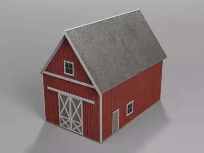 red barn Low-poly 3D model
