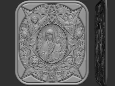 Saint mariam with jesus relief panel paradise - altar - church 3D print model