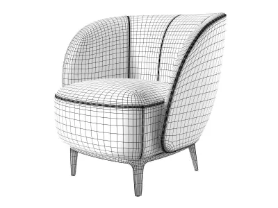 Soufflot Armchair with Footstool 3D model