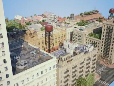 Realistic City District A16-R17 3D model